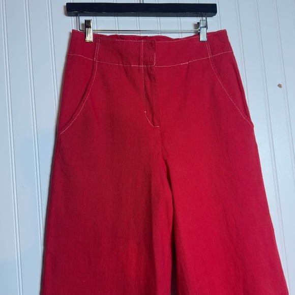 Anthropologie ASTR Nixon Cropped Wide-Leg Strawberry Red L Casual Elegant - Picture 7 of 12